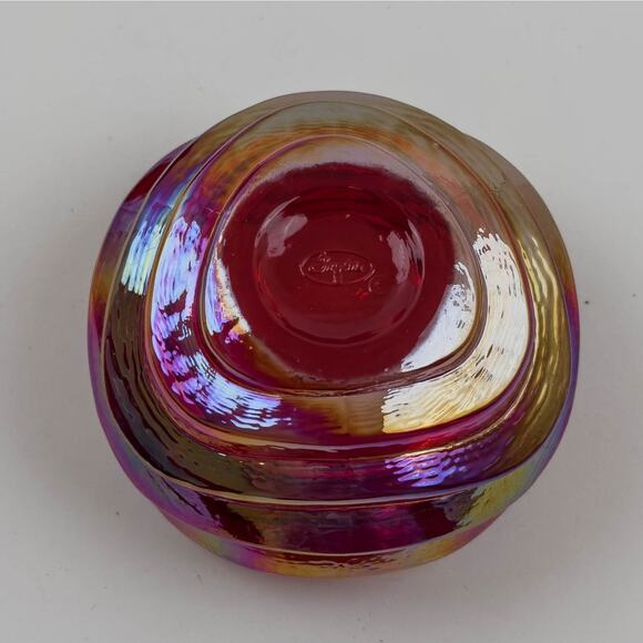 Vintage FENTON Art Glass Tree & Bowl Combo - Red Carnival Iridescent USA - Picture 8 of 9